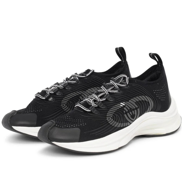 $890 GUCCI Run Knit Sneaker Logo Monogram Black White UK 12 US 12.5-13 EU46 BNIB - Picture 1 of 9